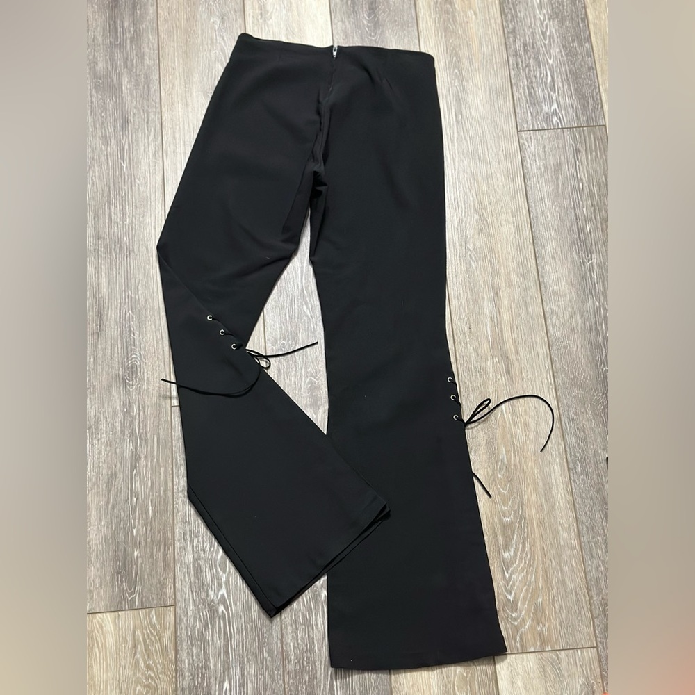 #6)  K-Scion flare pants with slit and tie leg